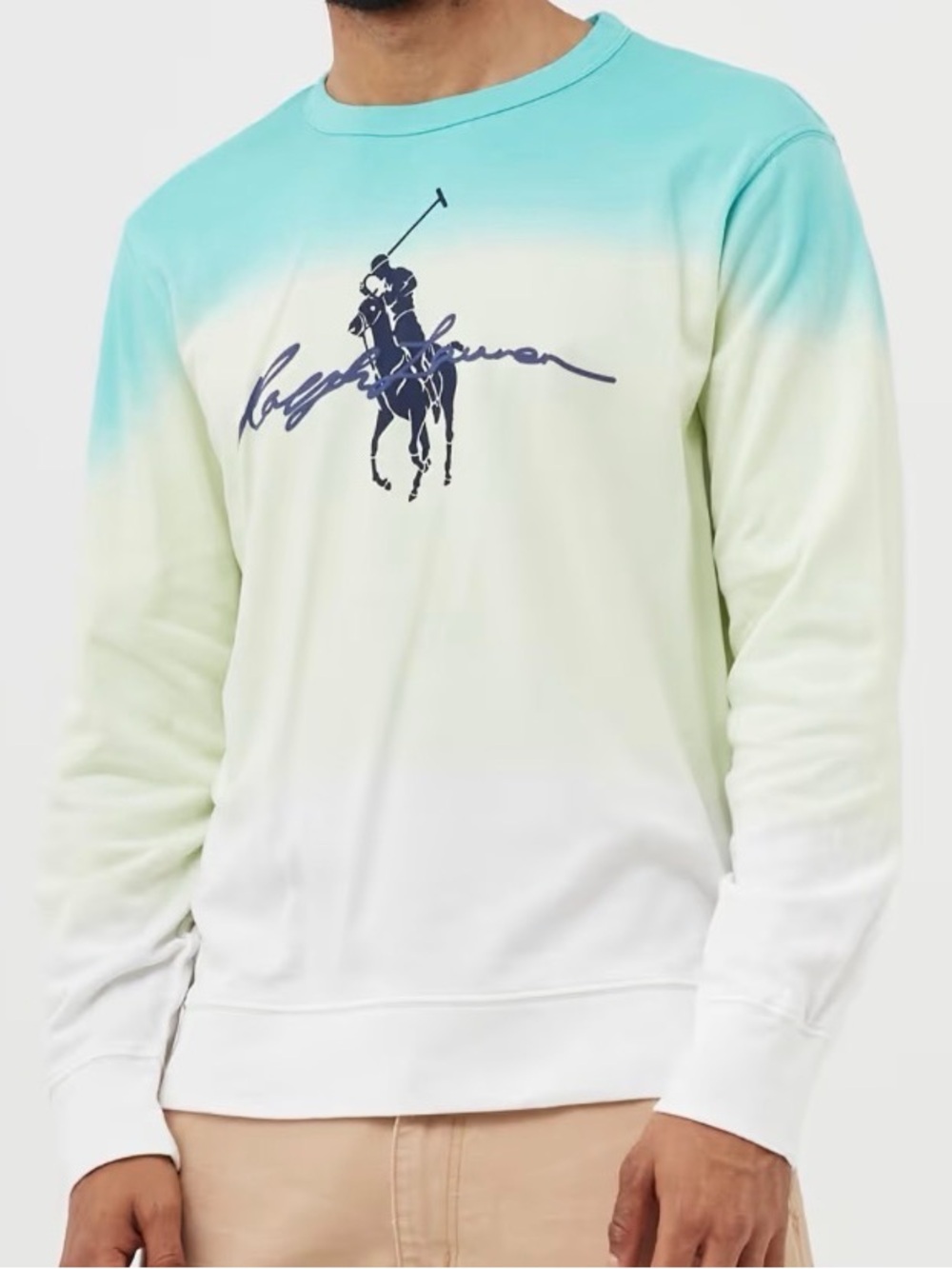 Ralph Lauren Aqua-to-Cream Gradient Logo Sweatshirt